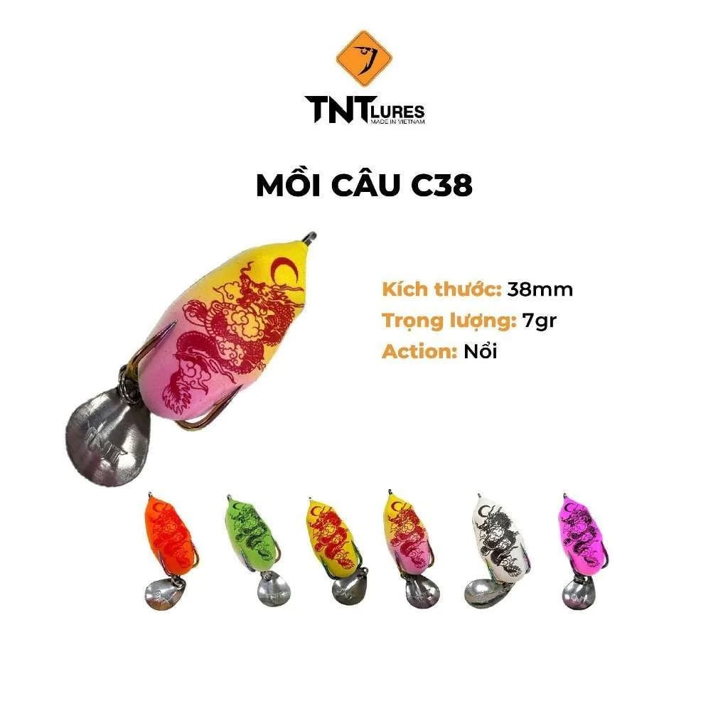 Mồi Câu Lure Nhái Hơi TNTLures Action Nổi C38 3,8cm/7g