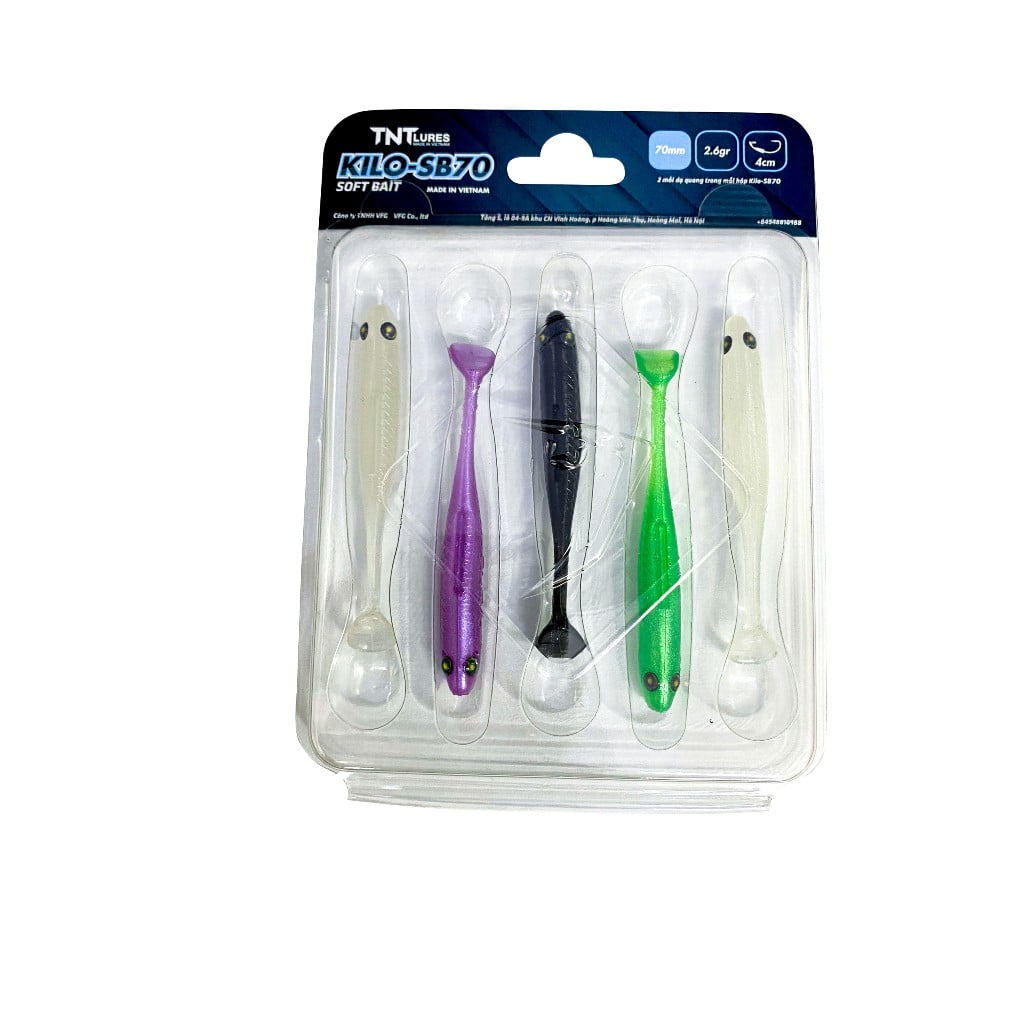 Hộp 05 Mồi Câu Lure Mồi MềmTNTLures KILO-SB70 7cm/2,6g