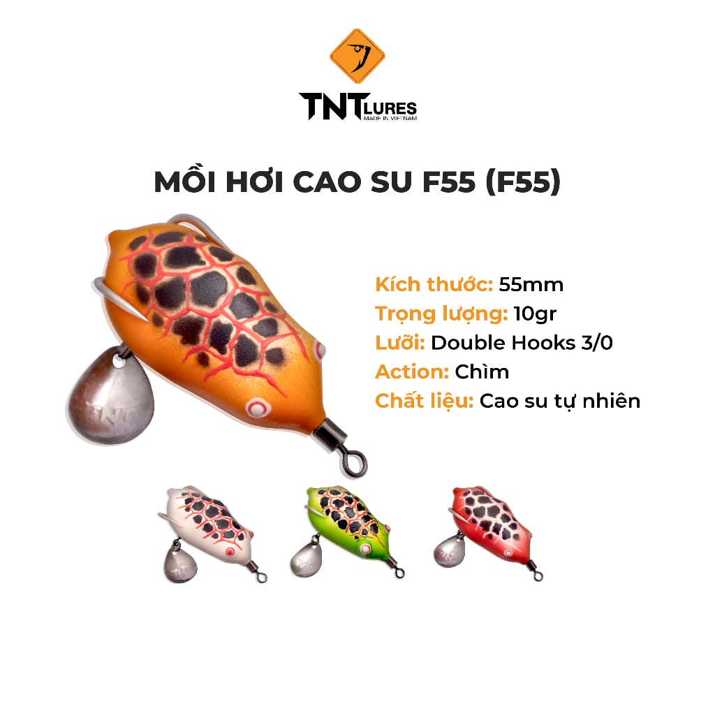 Mồi Câu Lure Nhái Hơi TNTLures Action Nổi F55 5,5cm/10g